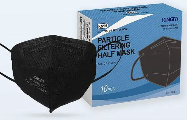 Main image of KingFa Flat Fold KN95 Masks - Black 10pack - New GB2626:2019 Standard