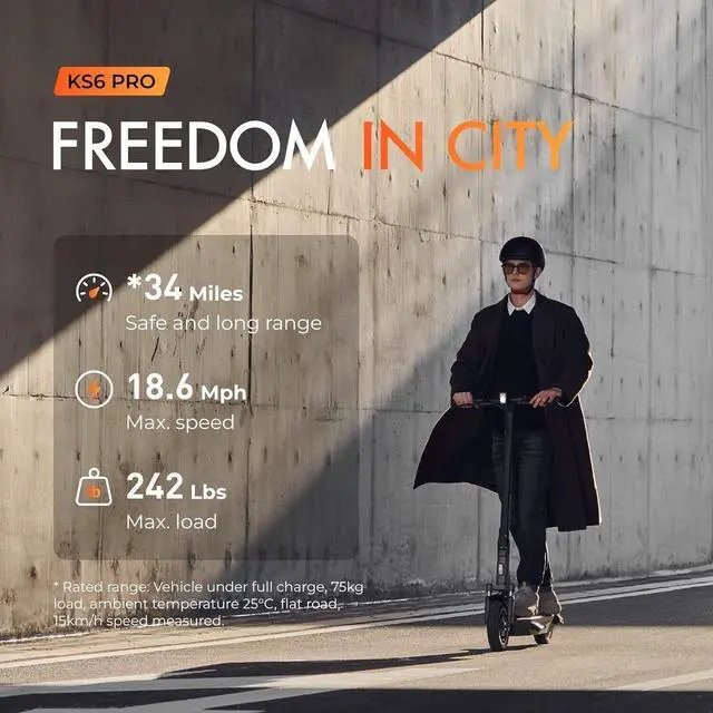 Alt view image 2 of 7 - Yadea KS6 Pro Electric Kick Scooter 500W Motor 34-40 Miles Range & 18.6 MPH