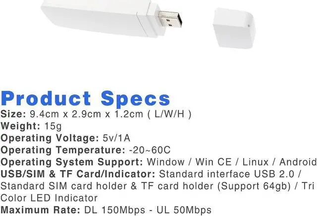 Alt view image 5 of 5 - 4G Dongle WIFI Hotspot Qualcomm MDM AT&T and T-Mobile Compatible