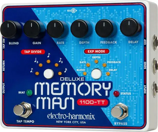 Alt view image 6 of 6 - Electro-Harmonix Deluxe Memory Man 1100-TT Analog Delay with Tap Tempo Guitar Pedal