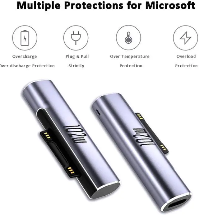 Alt view image 3 of 8 - 102W PD Adapter USB Type C Female Surface Charger Adapter Power Cable Adapter for Microsoft Surface Pro 8 7 6 5 4 3 Go USB-C Adapter For Surface Book 1 2 3