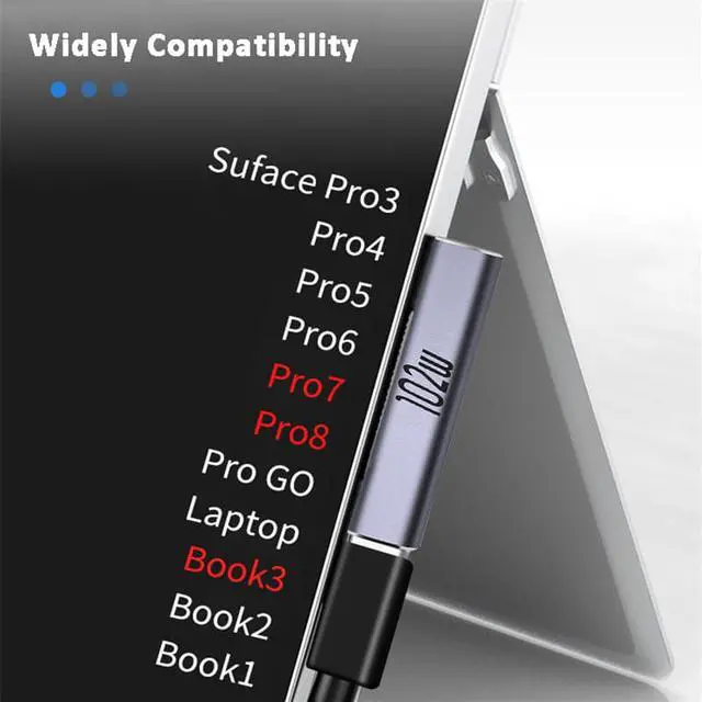 Alt view image 4 of 8 - 102W PD Adapter USB Type C Female Surface Charger Adapter Power Cable Adapter for Microsoft Surface Pro 8 7 6 5 4 3 Go USB-C Adapter For Surface Book 1 2 3