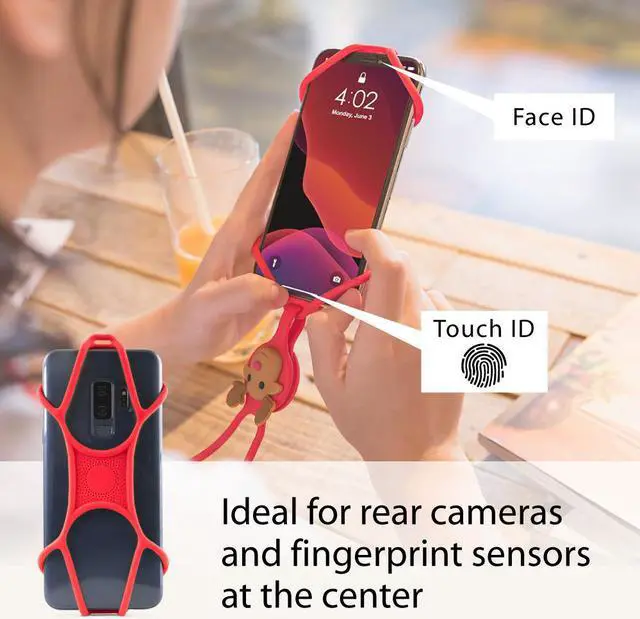 Alt view image 4 of 8 - Bone Lanyard Phone Tie, Universal Cell Phone Lanyard, Silicone Neck Strap Smartphone for iPhone 12 11 Xs Max XS XR X SE Samsung Galaxy S10 S9 S8 Note 10 9 Google Pixel 3 XL LG (Red/ Bone)