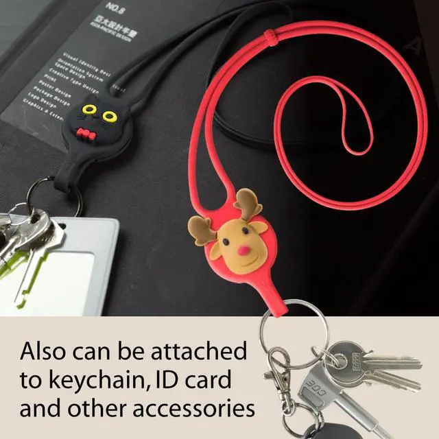 Alt view image 5 of 8 - Bone Lanyard Phone Tie, Universal Cell Phone Lanyard, Silicone Neck Strap Smartphone for iPhone 12 11 Xs Max XS XR X SE Samsung Galaxy S10 S9 S8 Note 10 9 Google Pixel 3 XL LG (Red/ Bone)