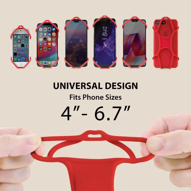 Alt view image 2 of 8 - Bone Lanyard Phone Tie, Universal Cell Phone Lanyard, Silicone Neck Strap Smartphone for iPhone 12 11 Xs Max XS XR X SE Samsung Galaxy S10 S9 S8 Note 10 9 Google Pixel 3 XL LG (Red/ Bone)