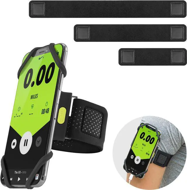 Main image of Bone Run Tie, Running Armband Phone Holder for Apple iPhone 13 12 11 Pro Max Mini XS 8 Samsung Galaxy S21 S20 Note 20 10 Smartphone for Mobile Size 4-6.7" ( Black/ Arm Size 6.3-7.5"+7.9-9.8"+9.8-14")