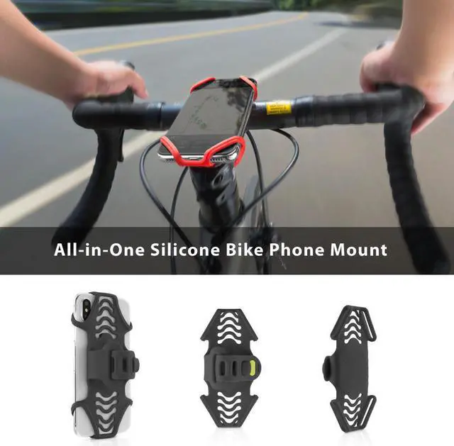 Alt view image 7 of 7 - Bone Bike Tie Pro 2, Universal Bike Phone Mount for Stem Mount, Bicycle Motorcycle Stem Handlebar Cell Phone Holder for iPhone 12 11 Pro Max XS XR 8 7 6 Plus (Black)