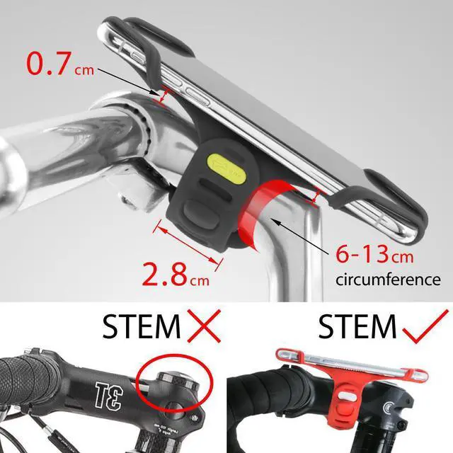 Alt view image 6 of 7 - Bone Bike Tie Pro 2, Universal Bike Phone Mount for Stem Mount, Bicycle Motorcycle Stem Handlebar Cell Phone Holder for iPhone 12 11 Pro Max XS XR 8 7 6 Plus (Black)