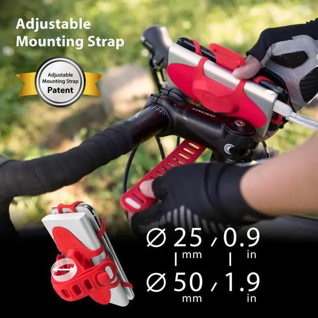 Alt view image 5 of 7 - Bone Bike Tie Pro Pack, Bike Phone Charger Mount for Stem Mount, 2 in 1 Bicycle Phone Holder, Motorcycle Stem Charger Lock for iPhone 12 11 Pro Max Xs Max XR X 8 7 Plus, Galaxy S20 Note10 (Red)
