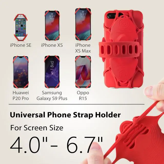 Alt view image 2 of 7 - Bone Bike Tie Pro Pack, Bike Phone Charger Mount for Stem Mount, 2 in 1 Bicycle Phone Holder, Motorcycle Stem Charger Lock for iPhone 12 11 Pro Max Xs Max XR X 8 7 Plus, Galaxy S20 Note10 (Red)