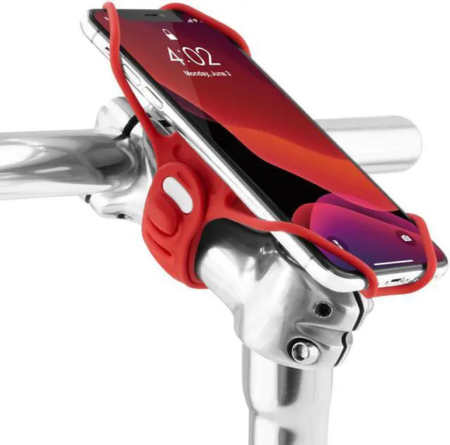 Main image of Bone Bike Tie Pro 3, Universal Bike Phone Mount for Stem Mount, Bicycle Motorcycle Phone Holder for iPhone 13 12 Pro Max Mini 11 X 8 7 6 Plus, Galaxy Note20 10 9 S20 10 9 8, Phones 5.8"-7.2" (Red)