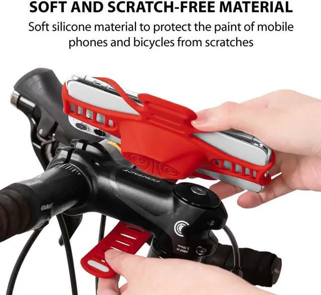 Alt view image 7 of 7 - Bone Bike Tie Pro 3, Universal Bike Phone Mount for Stem Mount, Bicycle Motorcycle Phone Holder for iPhone 13 12 Pro Max Mini 11 X 8 7 6 Plus, Galaxy Note20 10 9 S20 10 9 8, Phones 5.8"-7.2" (Red)