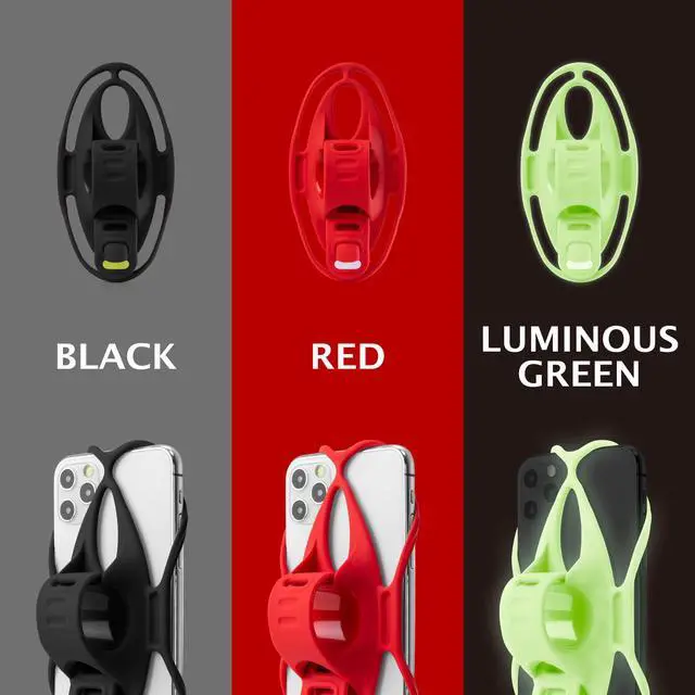 Alt view image 7 of 7 - Bone Bike Tie 4 Bike Phone Mount for Handlebar, Bicycle / Motorcycle Universal Cell Phone Holder for 4.7" - 7.2" , Face ID Compatible, Ultra Light Silicone Bike Accessories - Luminous