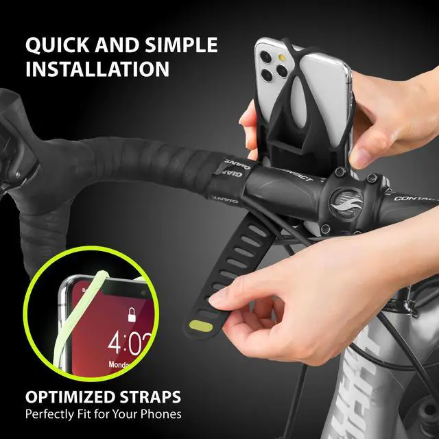 Alt view image 6 of 7 - Bone Bike Tie 4 Bike Phone Mount for Handlebar, Bicycle / Motorcycle Universal Cell Phone Holder for 4.7" - 7.2" , Face ID Compatible, Ultra Light Silicone Bike Accessories - Luminous