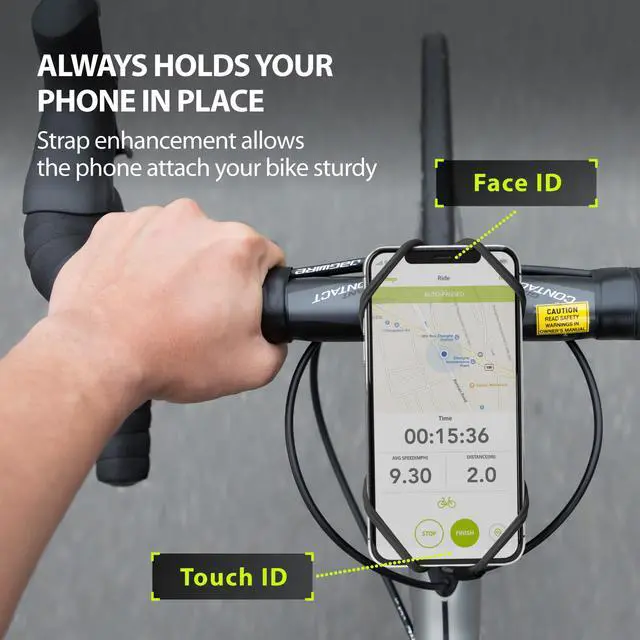 Alt view image 4 of 7 - Bone Bike Tie Pro 4 Bike Phone Holder for Stem Mounting 4.7” - 7.2” Screen Smartphones, Face ID Compatible, Ultra Light Weight Bicycle Phone Mount, Designed for Road, Race & Touring- Black