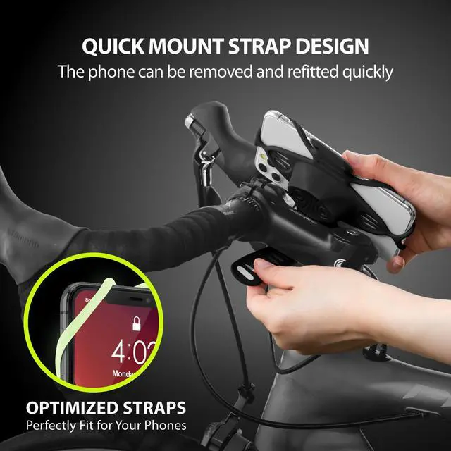 Alt view image 6 of 7 - Bone Bike Tie Pro 4 Bike Phone Holder for Stem Mounting 4.7” - 7.2” Screen Smartphones, Face ID Compatible, Ultra Light Weight Bicycle Phone Mount, Designed for Road, Race & Touring- Luminous