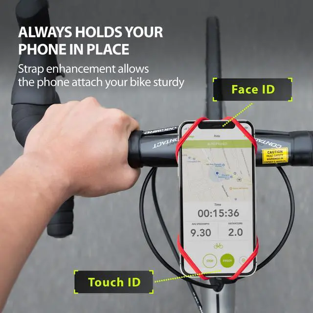 Alt view image 4 of 7 - Bone Bike Tie Pro 4 Bike Phone Holder for Stem Mounting 4.7” - 7.2” Screen Smartphones, Face ID Compatible, Ultra Light Weight Bicycle Phone Mount, Designed for Road, Race & Touring- Luminous