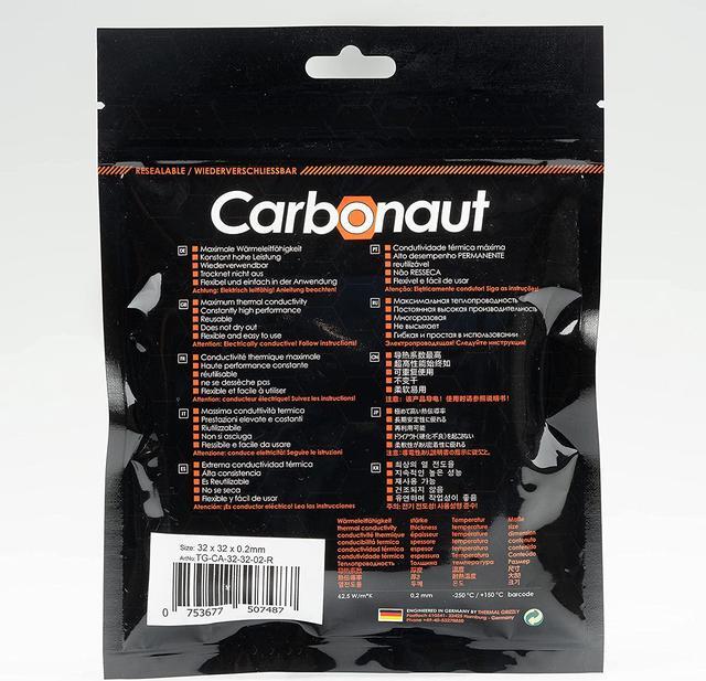 Alt view image 6 of 6 - Thermal Grizzly Carbonaut - Carbon Thermal Pad 32x32x0.2mm, Flexible and Reusable, Non-Adhesive, Very High Thermal Conductivity, Conducts Electricity!