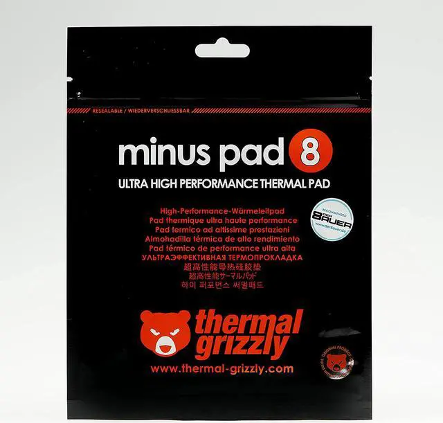 Alt view image 2 of 3 - Thermal Grizzly Minus Pad 8 (Thermal Pad) Silicone, Self-Adhesive, Thermally Conductive Thermal Pad - Conducts Heat and Cools The Heating Elements of The Computer or Console -100x100x2.0mm