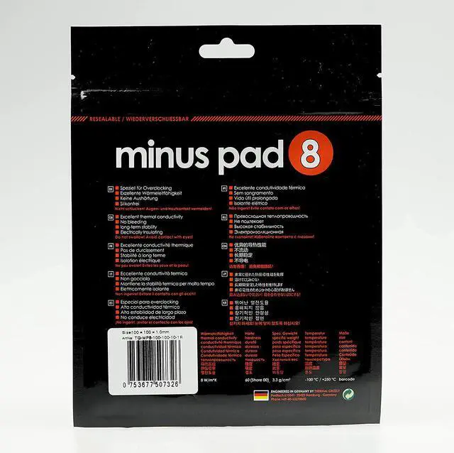 Alt view image 3 of 4 - Thermal Grizzly Minus Pad 8 (Thermal Pad) 100x100x1.0mm