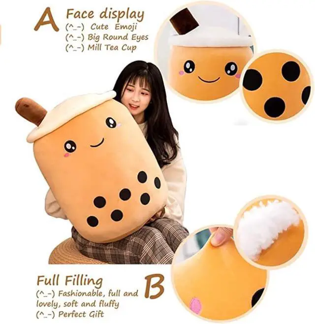 Alt view image 2 of 7 - Bubble Tea Plush Pillow Boba Plush Pillow Stuffed Animal Stuffed Bubble Milk Tea Cup Doll Plush Toy for Kids , Adults , Boba Lover Gifts