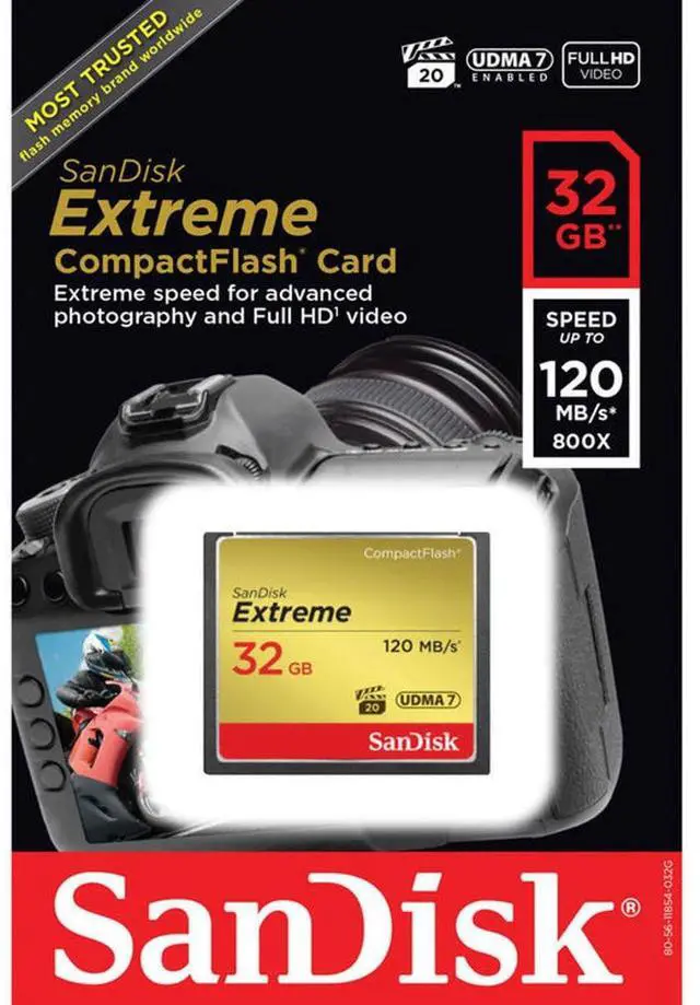 Alt view image 11 of 12 - SanDisk Extreme SDCFXSB-032G-G46 32GB CompactFlash Memory Card