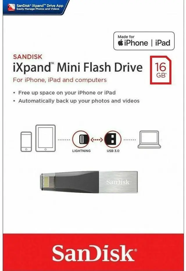 Alt view image 9 of 10 - SanDisk 16GB iXpand Mini USB 3.0 Flash Drive