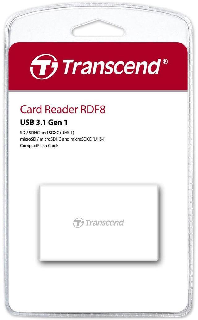 Alt view image 8 of 11 - Transcend RDF8 USB3.1 All-In-One Multi Card Reader White