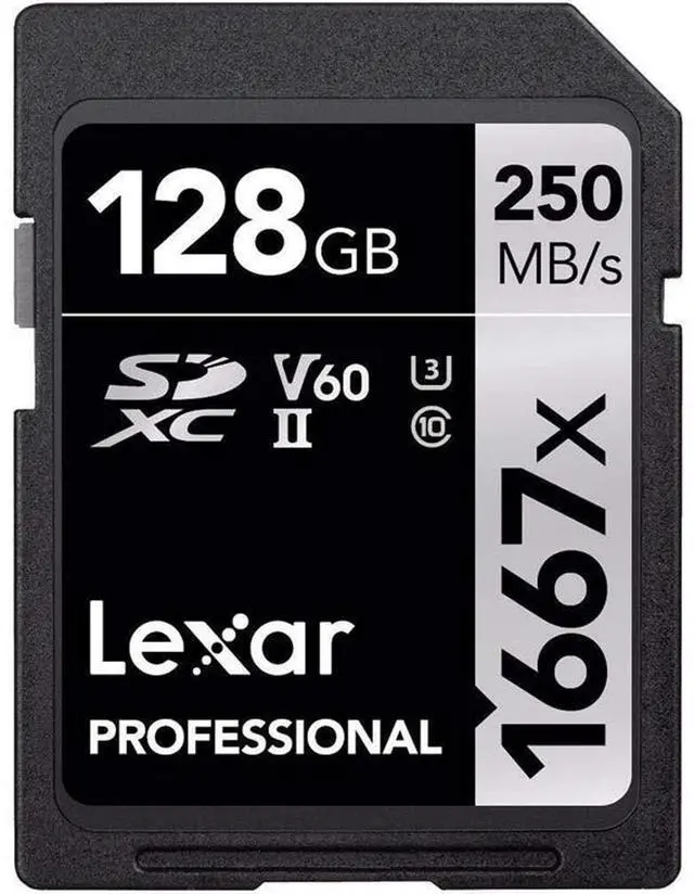 Alt view image 6 of 12 - Original Lexar 1667x V60 250MB/s Flash Memory sd cards 64gb 128GB UHS-II U3 Card high speed 256GB SDXC For 3D 4K HD video (128GB)
