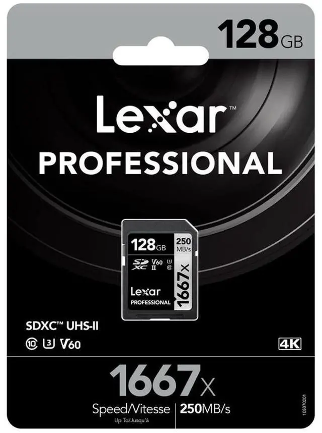 Alt view image 8 of 12 - Original Lexar 1667x V60 250MB/s Flash Memory sd cards 64gb 128GB UHS-II U3 Card high speed 256GB SDXC For 3D 4K HD video (128GB)