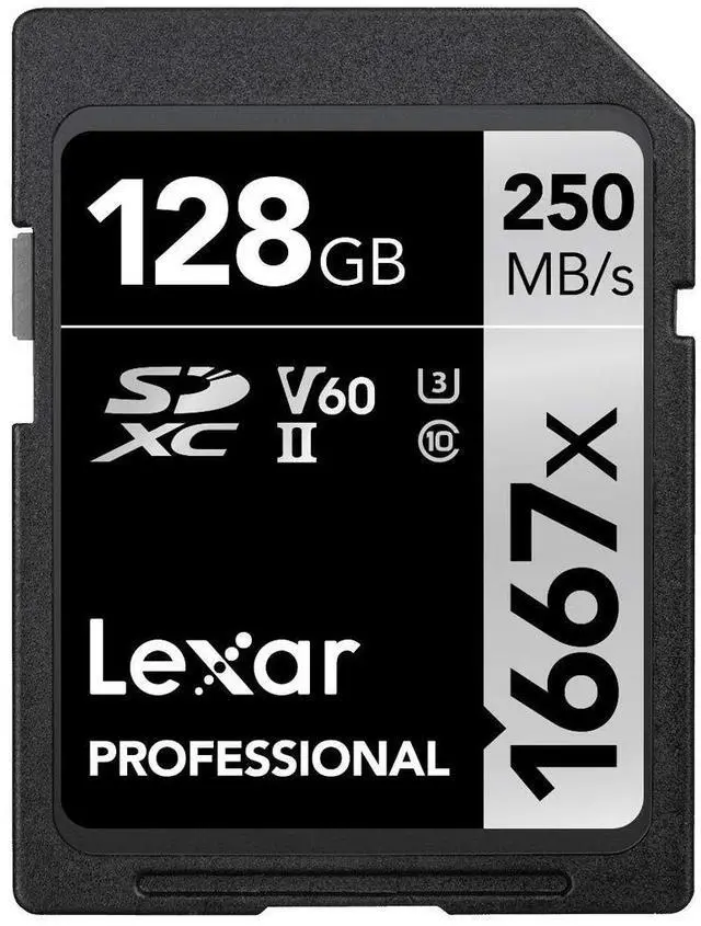 Alt view image 11 of 12 - Original Lexar 1667x V60 250MB/s Flash Memory sd cards 64gb 128GB UHS-II U3 Card high speed 256GB SDXC For 3D 4K HD video (128GB)