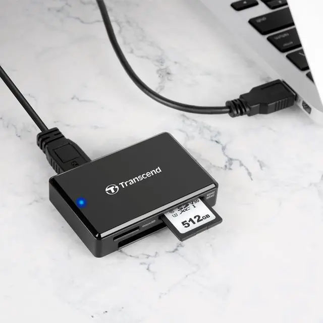 Alt view image 17 of 17 - Transcend RDF8 USB3.1 Gen 1 All-In-One Multi Card Reader Black