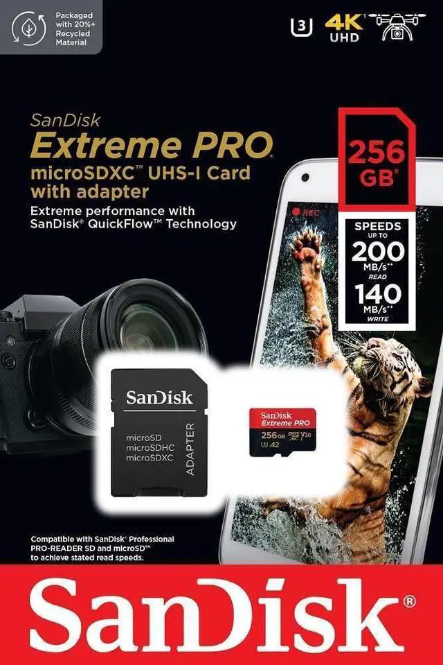 Alt view image 12 of 16 - SanDisk 256GB Extreme PRO A2 microSDXC Card UHS-I U3 V30 Read Speed up to 200MB/s for 4K UHD Video (SDSQXCD-256G-GN6MA)
