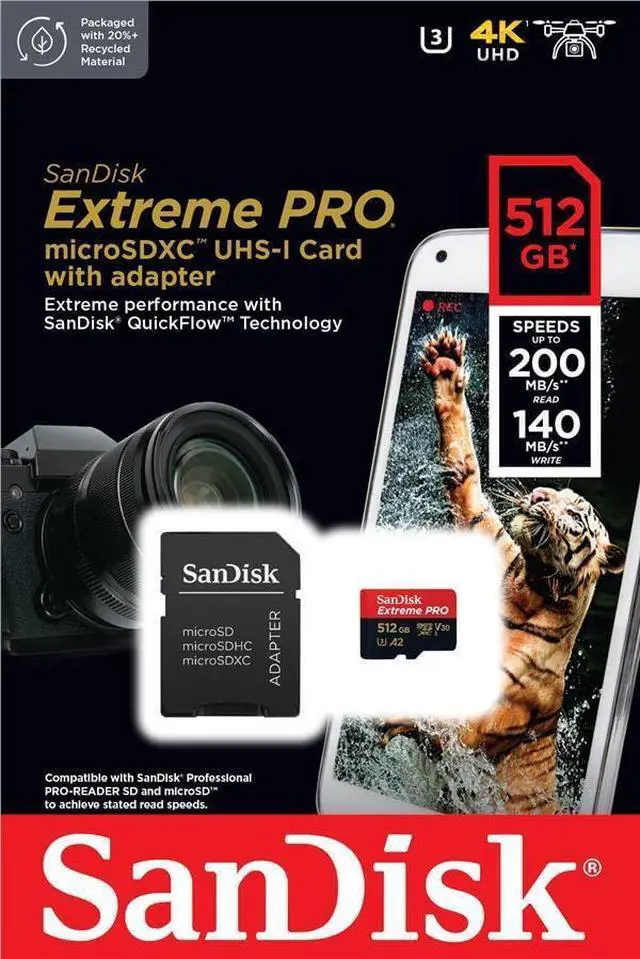Alt view image 13 of 17 - SanDisk 512GB Extreme PRO A2 microSDXC Card UHS-I U3 V30 Read Speed up to 200MB/s for 4K UHD Video (SDSQXCD-512G-GN6MA)