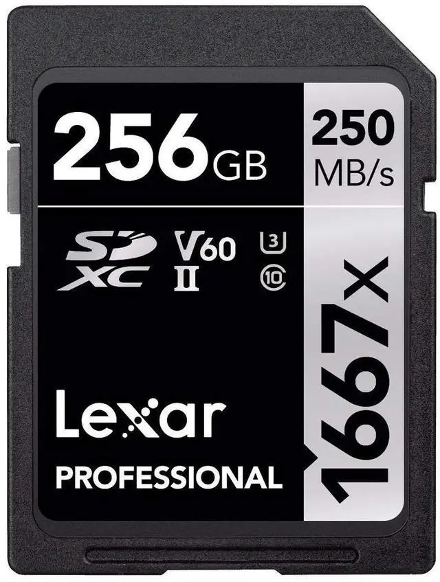 Alt view image 7 of 7 - Original Lexar 1667x V60 250MB/s Flash Memory sd cards 64gb 128GB UHS-II U3 Card high speed 256GB SDXC For 3D 4K HD video (256GB)
