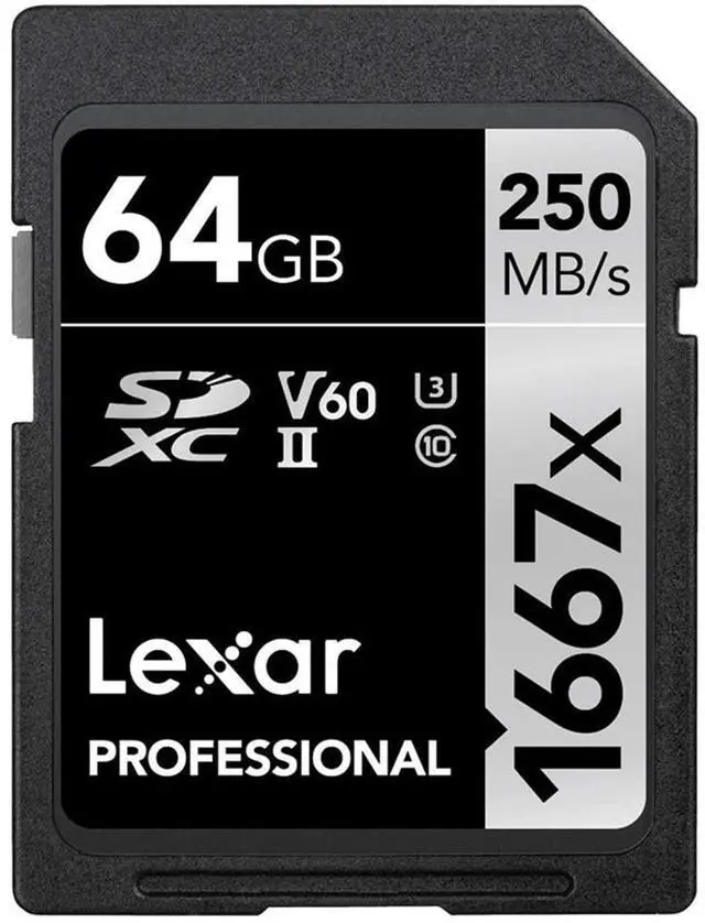 Alt view image 4 of 9 - Original Lexar 1667x V60 250MB/s Flash Memory sd cards 64gb 128GB UHS-II U3 Card high speed 256GB SDXC For 3D 4K HD video (64GB)