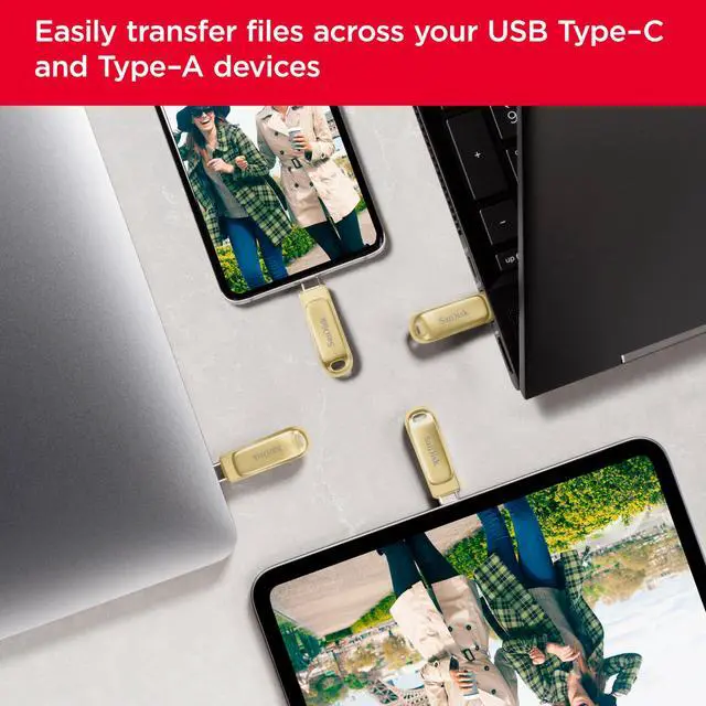 Alt view image 9 of 12 - SanDisk 512GB Ultra Dual Drive Luxe USB Type-C  USB 3.2 Gen 1 Flash Drive [GOLD] SDDDC4-512G-G46GD