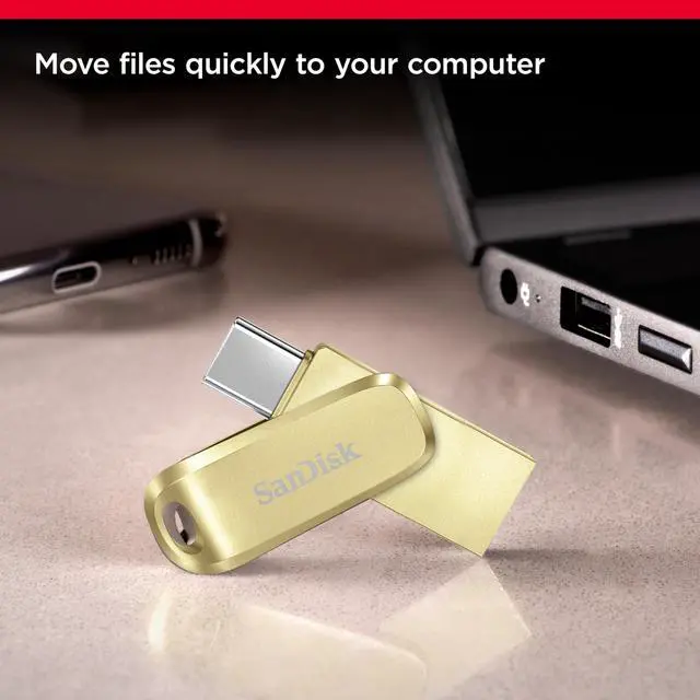 Alt view image 10 of 12 - SanDisk 512GB Ultra Dual Drive Luxe USB Type-C  USB 3.2 Gen 1 Flash Drive [GOLD] SDDDC4-512G-G46GD
