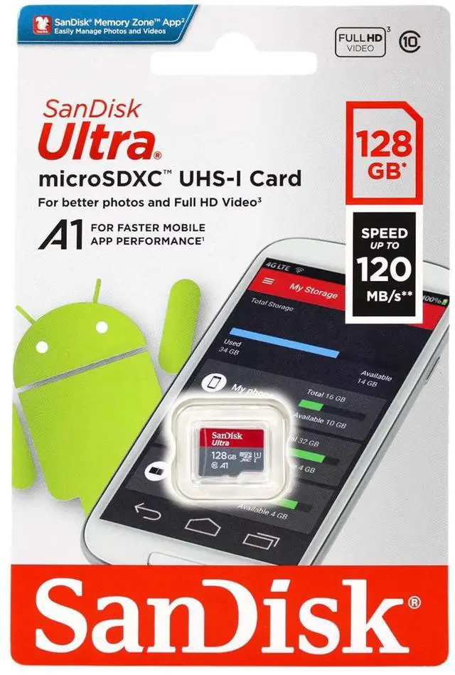 Alt view image 9 of 12 - SanDisk SDSQUA4-128G-GN6MN DCM 128GB 8pin microSDXC r120MB/s C10 U1 A1 UHS-I SanDisk Ultra microSDXC Memory Card w/out Adapter
