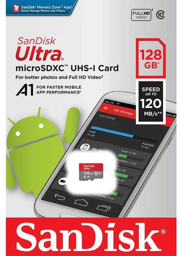 Alt view image 8 of 12 - SanDisk SDSQUA4-128G-GN6MN DCM 128GB 8pin microSDXC r120MB/s C10 U1 A1 UHS-I SanDisk Ultra microSDXC Memory Card w/out Adapter
