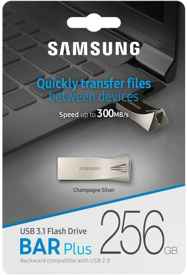 Main image of Samsung 256GB USB 3.1 Flash Drive BAR Plus Champagne Silver (MUF-256BE3)