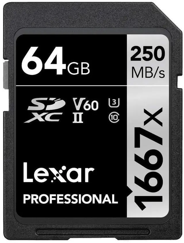 Alt view image 7 of 9 - Original Lexar 1667x V60 250MB/s Flash Memory sd cards 64gb 128GB UHS-II U3 Card high speed 256GB SDXC For 3D 4K HD video (64GB)