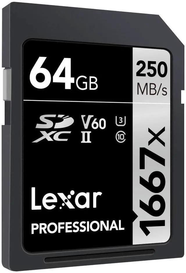 Alt view image 8 of 9 - Original Lexar 1667x V60 250MB/s Flash Memory sd cards 64gb 128GB UHS-II U3 Card high speed 256GB SDXC For 3D 4K HD video (64GB)