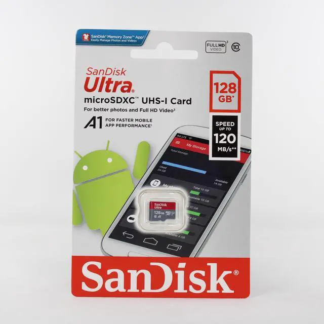 Alt view image 12 of 12 - SanDisk SDSQUA4-128G-GN6MN DCM 128GB 8pin microSDXC r120MB/s C10 U1 A1 UHS-I SanDisk Ultra microSDXC Memory Card w/out Adapter