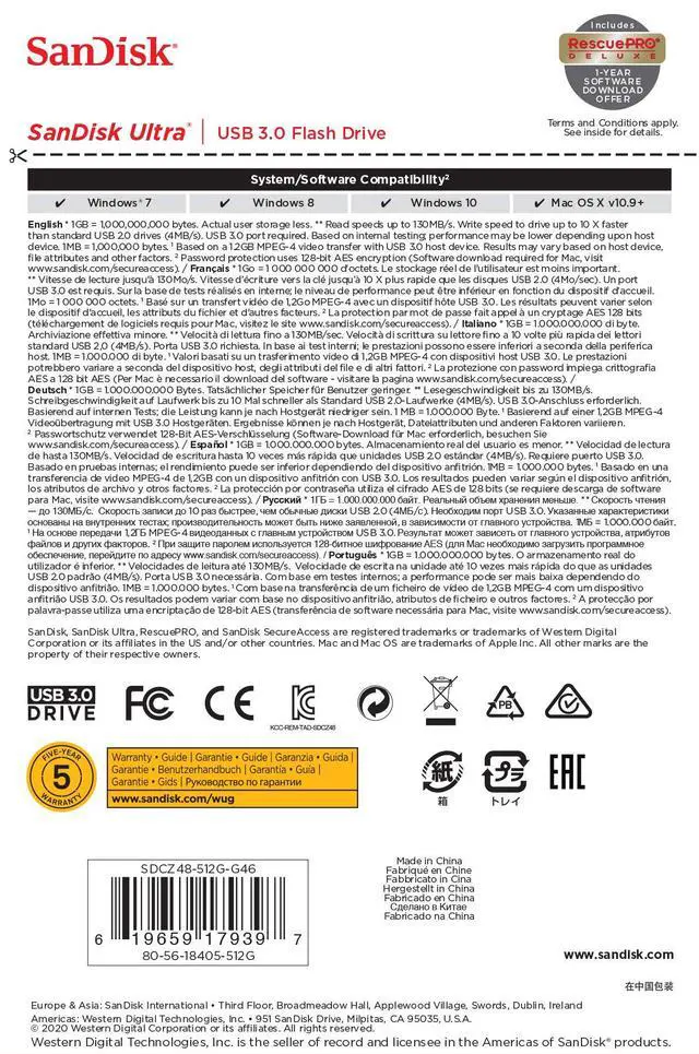 Alt view image 7 of 7 - 512GB Ultra USB 3.0 Flash Drive - SDCZ48-512G-G46, Black