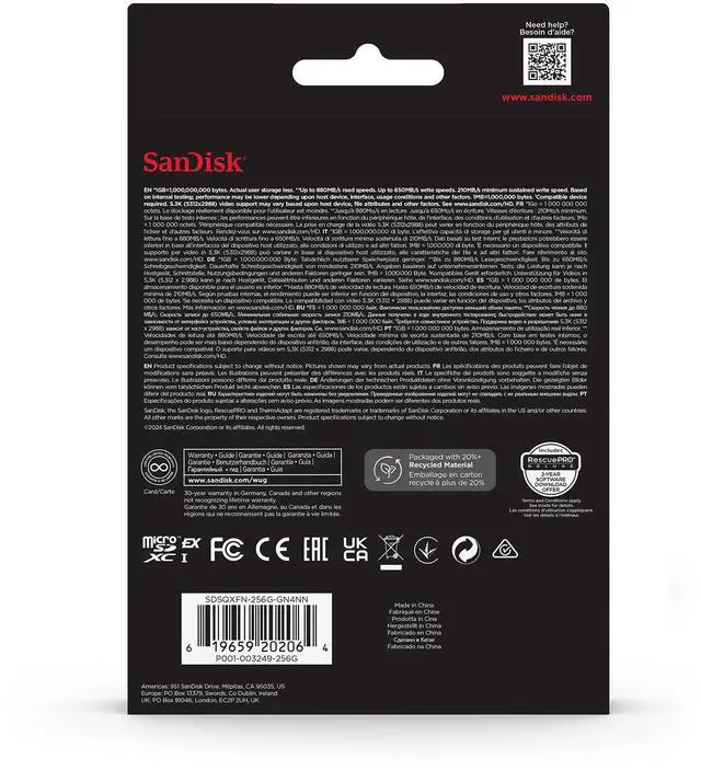 Alt view image 11 of 11 - SanDisk® microSD™ Express microSD™ Card 256GB 880mb/s SDSQXFN-256G-GN4NN for Nintendo Switch 2
