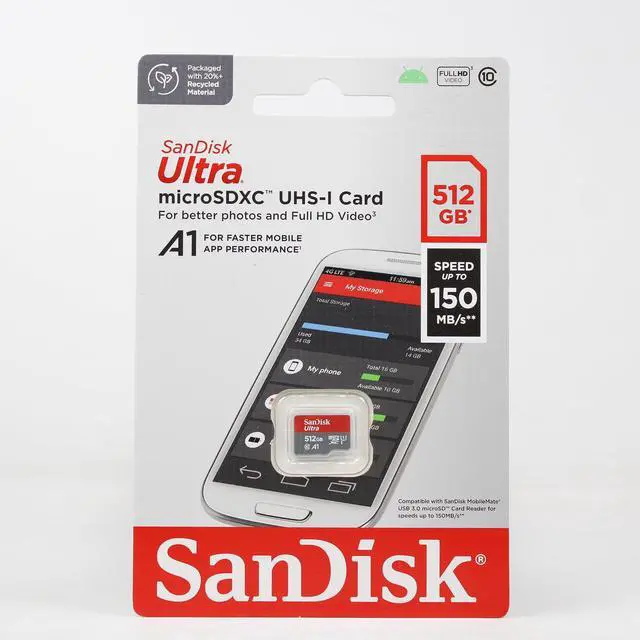 Alt view image 15 of 15 - SanDisk SDSQUA4-512G-GN6MN MAS 512GB 8pin microSDXC r120MB/s C10 U1 A1 UHS-I SanDisk Ultra microSDXC Memory Card w/out Adapter