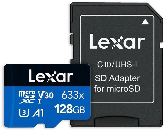 Alt view image 7 of 10 - Lexar LSDMI128BB633A DCM 128GB 8pin microSDXC r100MB/s w45MB/s C10 U3 V30 A1 UHS-I Lexar microSDXC Memory Card w/ Adapter