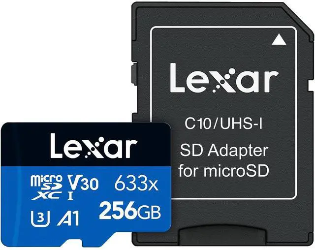Alt view image 4 of 10 - Lexar LSDMI256BB633A DJT 256GB 8pin microSDXC r100MB/s w45MB/s C10 U3 V30 A1 UHS-I Lexar microSDXC Memory Card w/ Adapter