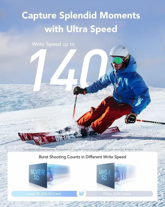 Alt view image 3 of 7 - Lexar Professional Silver SD Card 256GB, Up to 205MB/s Read, 140MB/s Write, SDXC UHS-I Memory Card, Class 10, U3, V30, SD Card for Professional Photographers, Videographers, Enthusiasts